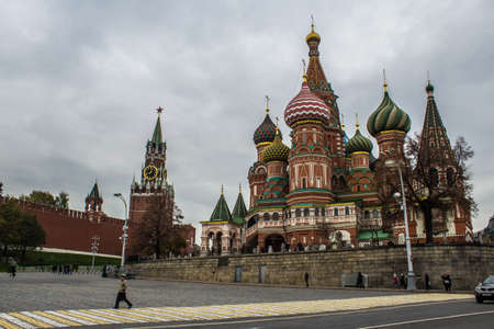 Temple Vasiliya Blazhennogo on Red Square in Moscow, Russiaのeditorial素材