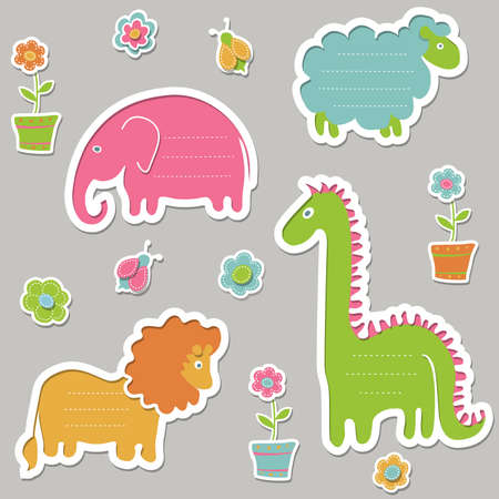 Collection of cute text frames in the form of animals. のイラスト素材