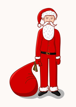 Santa Claus with a bag of gifts on a white backgroundのイラスト素材