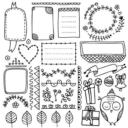 Bullet Journal Hand Drawn Vector Elements For Notebook Diary And