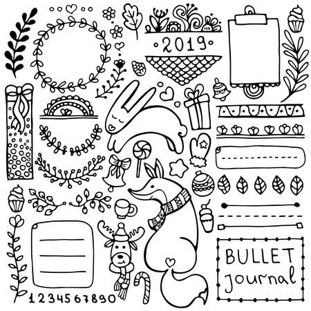 Bullet Journal Hand Drawn Vector Elements For Notebook Diary And