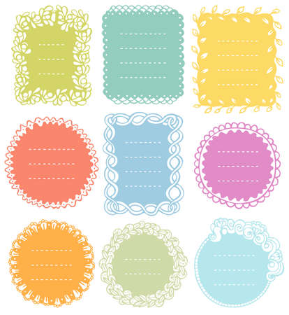 Set of doodle frames for bullet journal, notebook, diary, and planner isolated on white background. Hand-drawn vector illustrationÂ with space for your text.のイラスト素材