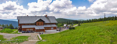Shelter at Snieznik, Snieznik Mountains, Kralicky Sneznik Lower Silesia, Miedzygorze village, Polish mountains, Polandのeditorial素材