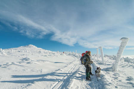 Winter panorama of Karkonosze Giant Mountains National Park, Krkonose