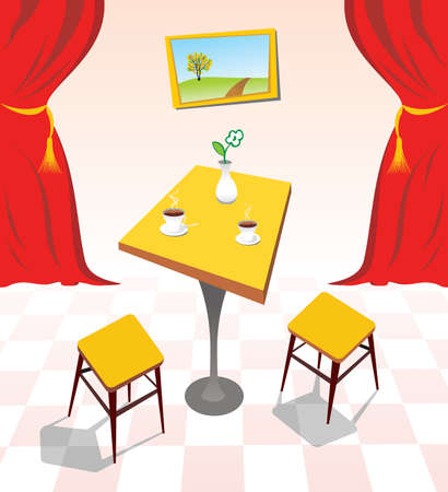 tow cup coffee in cafe のイラスト素材