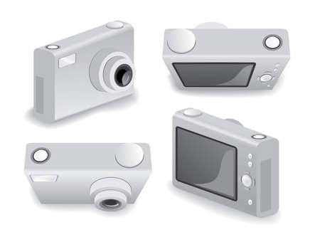 four different perspective on digital compact cameraのイラスト素材