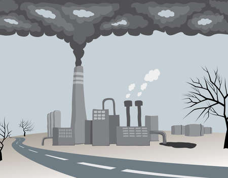 polluting ecology factoryのイラスト素材