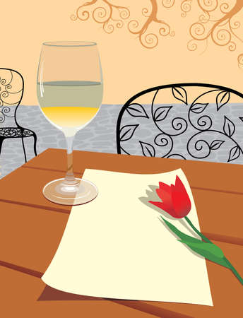 romantic letter with glass wineのイラスト素材