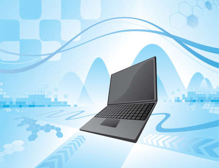 laptop a techno background のイラスト素材