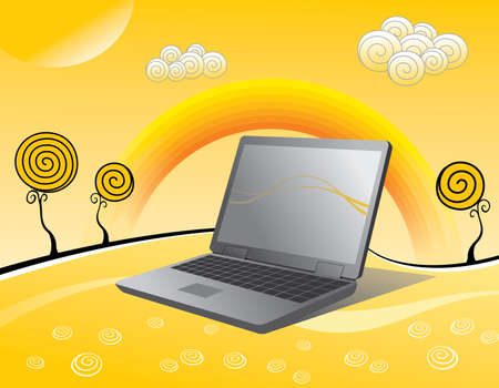 laptop a style backgroundのイラスト素材