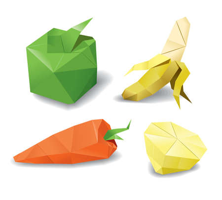 origami fruits setのイラスト素材