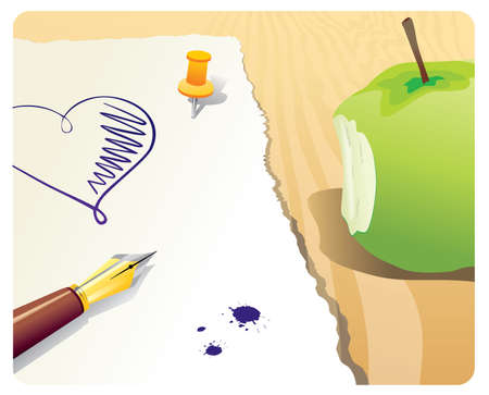 bite apple with use paper のイラスト素材