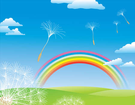 fly dandelion a nature backgroundのイラスト素材