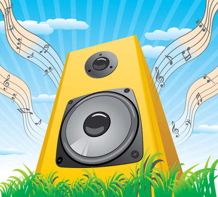 speaker standing on the grassのイラスト素材
