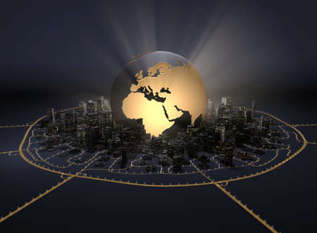 Globe in the middle of downtownの写真素材