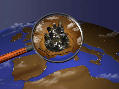 enlarged city on the mapの写真素材