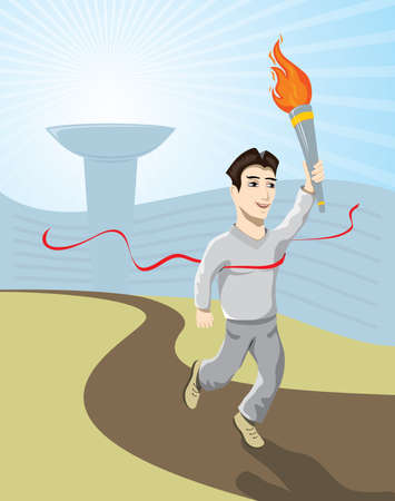 athlete carrying the flame の写真素材