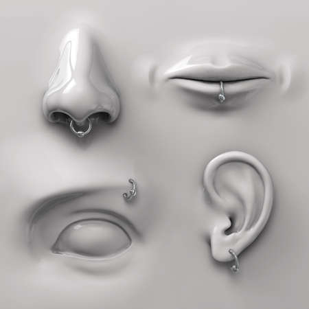 parts of the face with piercingの写真素材