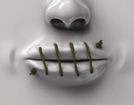 mouth sewn ropeの写真素材