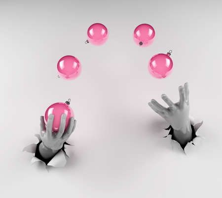 Juggling Christmas toysの写真素材