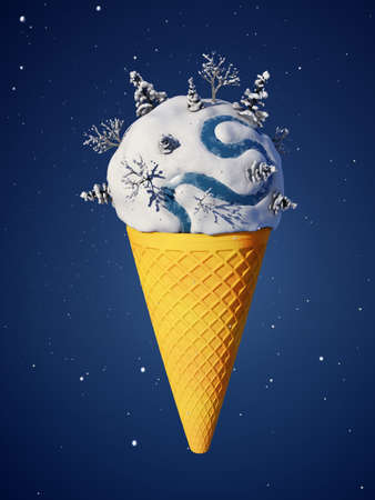round part of the land in the form of ice creamの写真素材