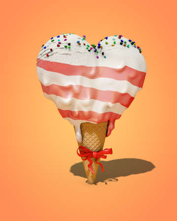 ice cream in the shape of heartの写真素材