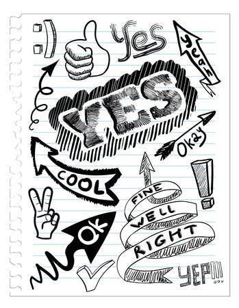 set yes sketchsのイラスト素材