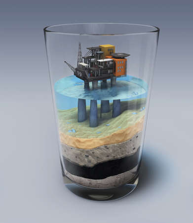Oil platform in the glassの写真素材