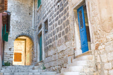 Narrow stone street of Rovinj, Croatiaの写真素材