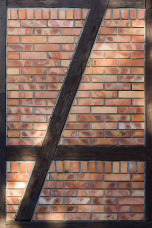 brick wall and wooden frameの写真素材