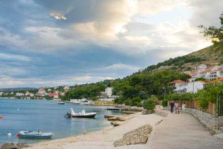 Coastal landscape and marina, Croatiaのeditorial素材