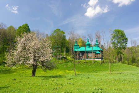 An old Orthodox church in Szczawne, Beskid Niski Mountains, South Eastern Poland.の写真素材
