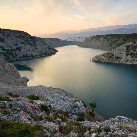 Maslenica Strait of the Adriatic Sea, north of Zadar, Croatia の写真素材