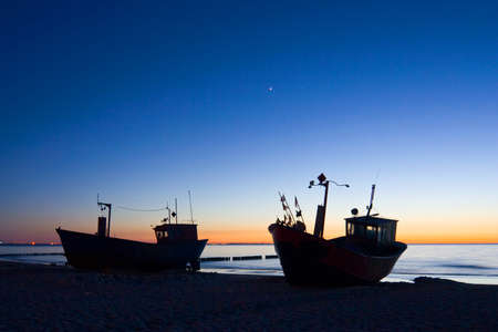 Fisherman Boat with sunset sky environment の写真素材