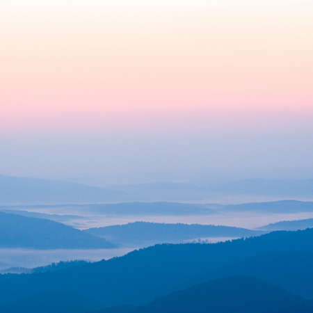 foggy landscape in Bieszczady Mountains, Poland, Europe の写真素材
