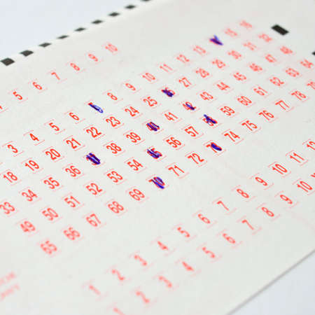 Lotto ticket with ticked numbers の写真素材