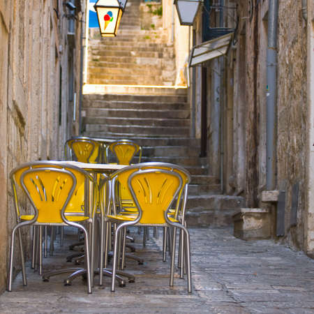 Outdoor Restaurant in Dubrovnik, Croatia の写真素材