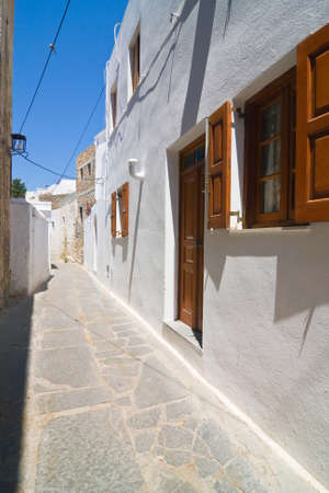 mall greek street in Lindos, Rhodes, Greece の写真素材