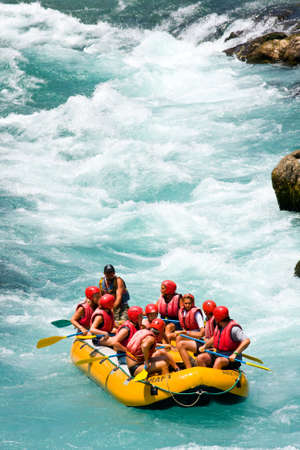  GREEN CANYON, TURKEY - JULY 10, 2010  White water rafting on the rapids of river Manavgat on July 10, 2009 in Green Canyon, Turkey  Manavgat River is one of the most popular among rafters in Turkey のeditorial素材
