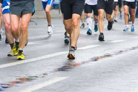 People running in city marathon のeditorial素材