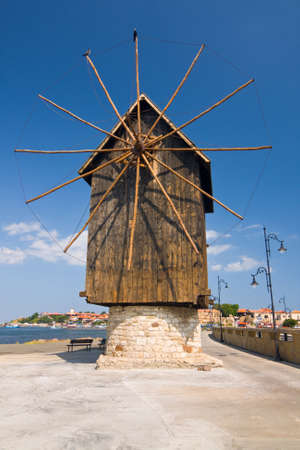 Old mill on the entrance of old Bulgarian town Nessebar の写真素材