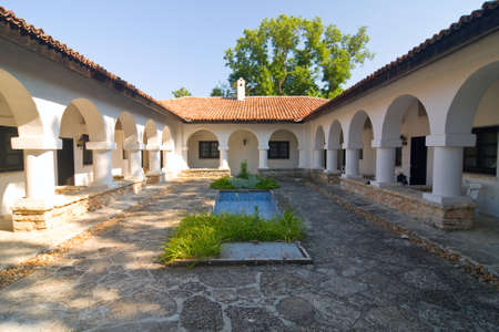 Courtyard with swimming pool, Gardens in Balchik, Bulgariaのeditorial素材