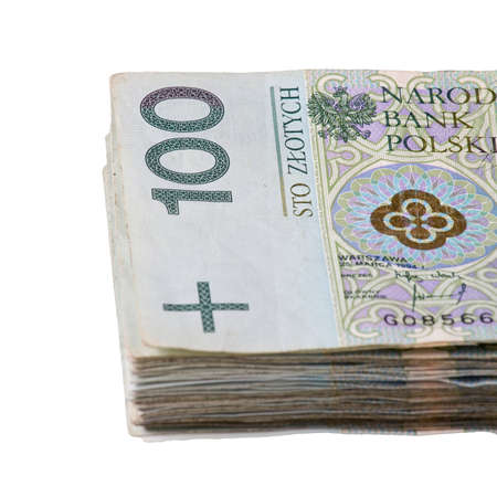 pack of polish zloty isolated on white background 