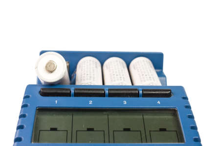 Batteries and chargers Isolated on white background 