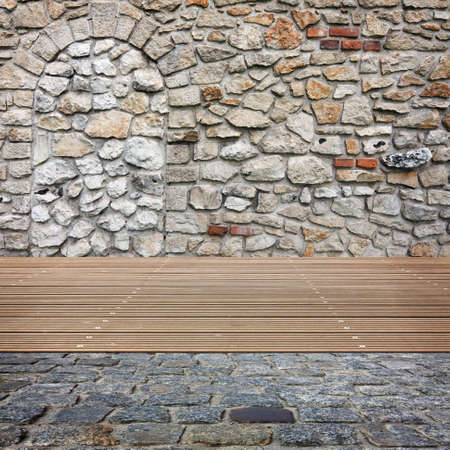 old room with brick wall . Ready for product montage display. の写真素材