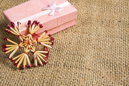 Christmas decoration over textile background 