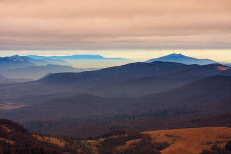 foggy landscape in Bieszczady Mountains, Poland, Europe 