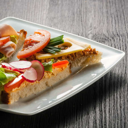 Canapes on table, spring day light