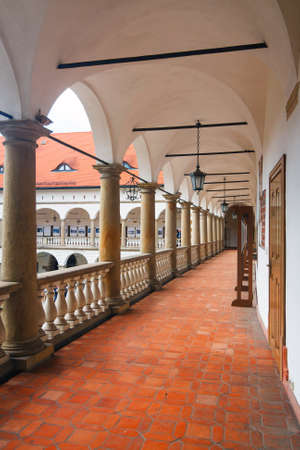 Courtyard of Niepolomice Castle, Poland のeditorial素材