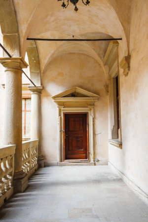 Courtyard of Nowy Wisnicz Castle, Poland のeditorial素材